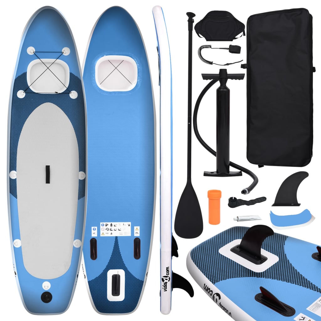 vidaXL Set placă paddleboarding gonflabilă, albastru, 330x76x10 cm