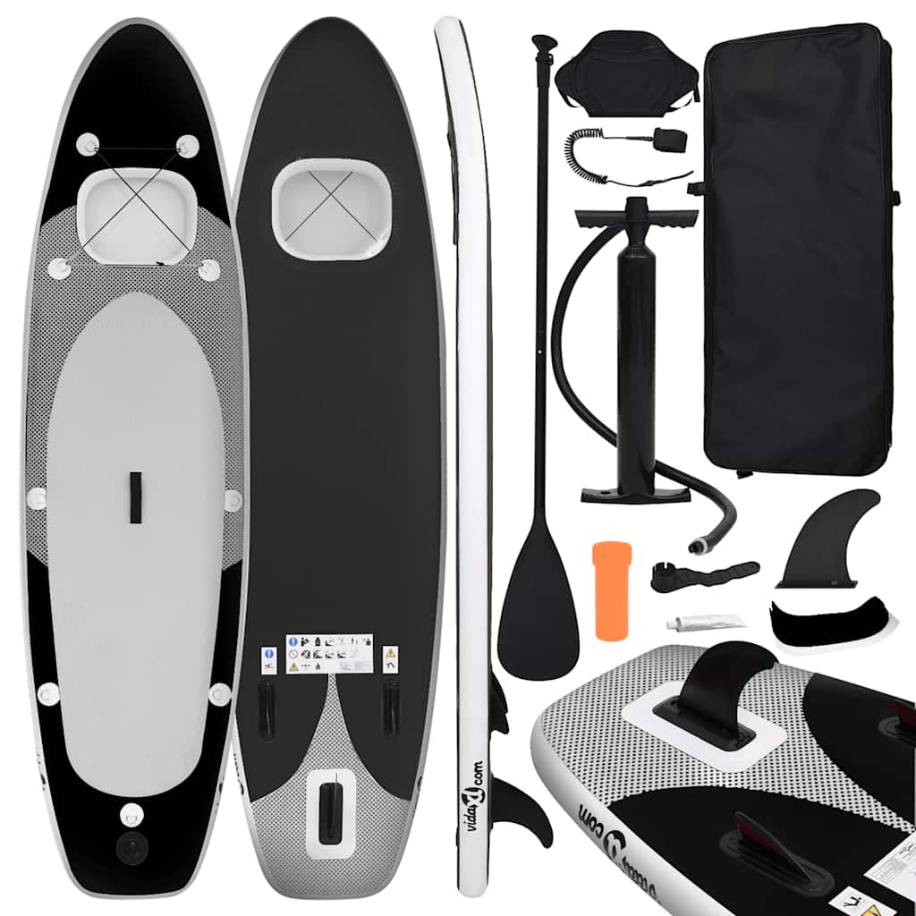vidaXL Set placă paddleboarding gonflabilă, negru, 330x76x10 cm vidaxl.ro