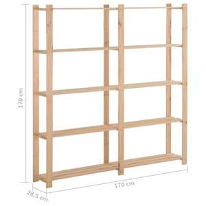 Úložný regál s 5 policemi 170 x 28,5 x 170 cm masivní borovice - obrázek 6