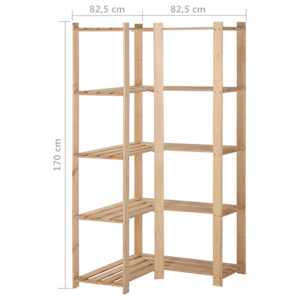 5patrový úložný regál rohový 82,5x82,5x170 cm masivní borovice - obrázek 7