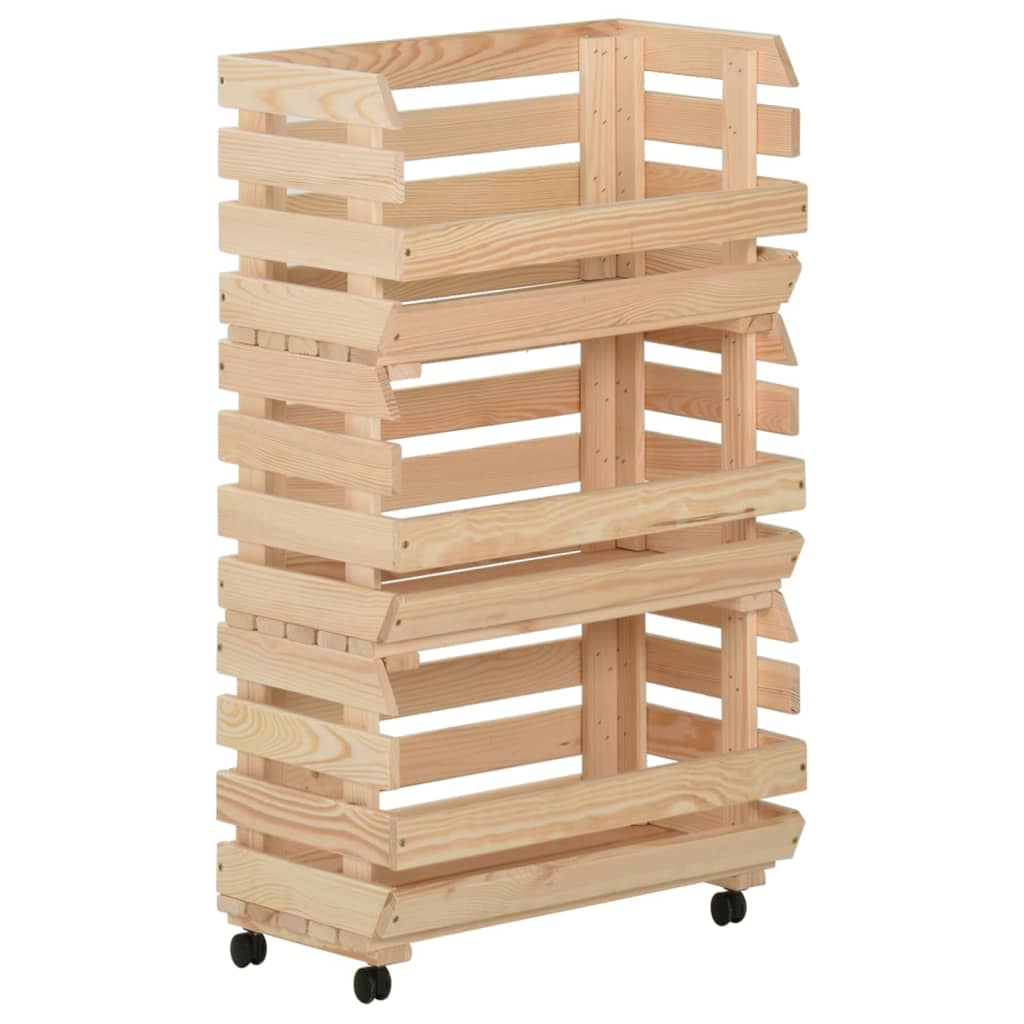 Vegetable Trolley 37x30x80 cm Solid Pinewood