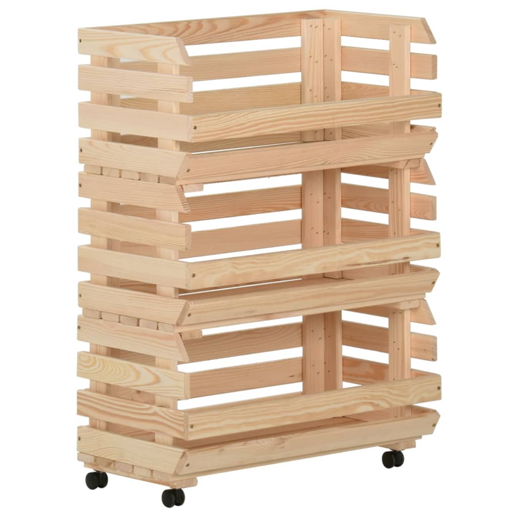 Image of vidaXL Vegetable Trolley 57x30x80 cm Solid Pinewood