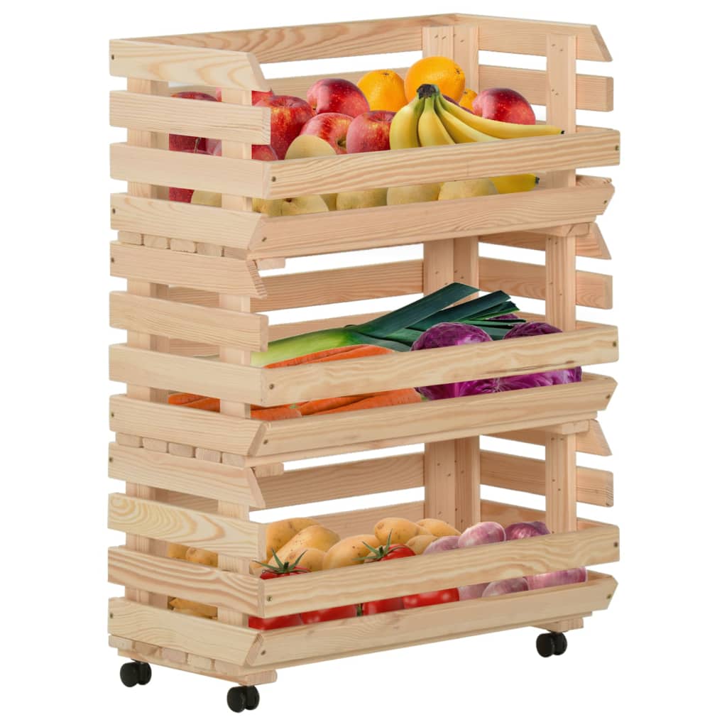 

vidaXL Groentetrolley 57x30x80 cm massief grenenhout
