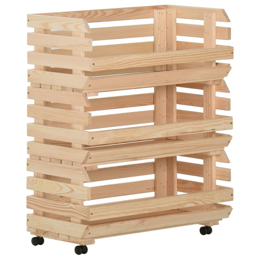 Vegetable Trolley 77x30x80 cm Solid Pinewood