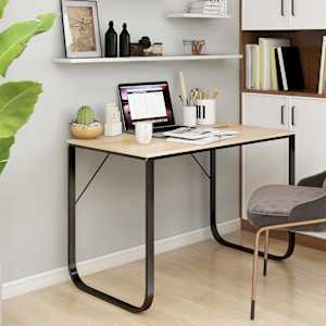 Računalniška miza črna in hrast 110x60x73 cm iverna plošča