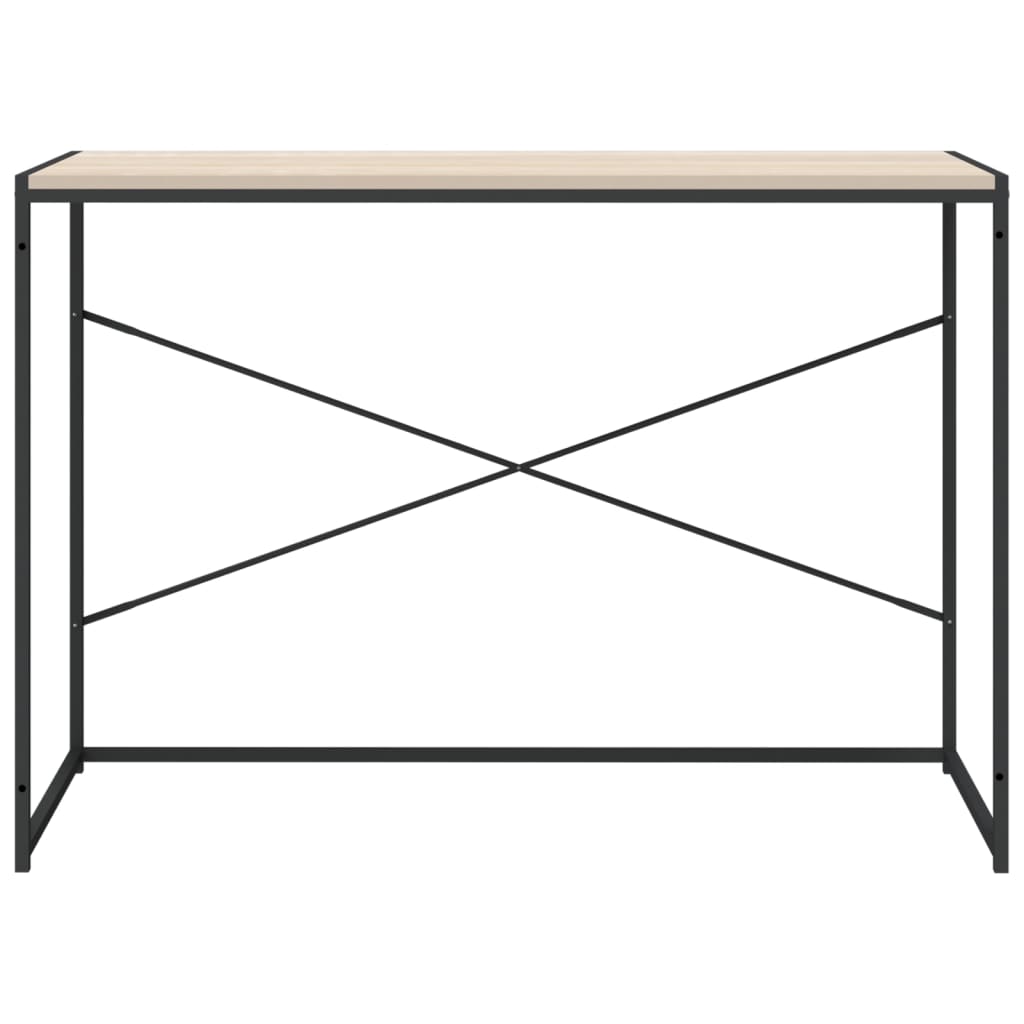 vidaXL Computerbureau 110x60x70 cm bewerkt hout zwart en eikenkleurig afbeelding