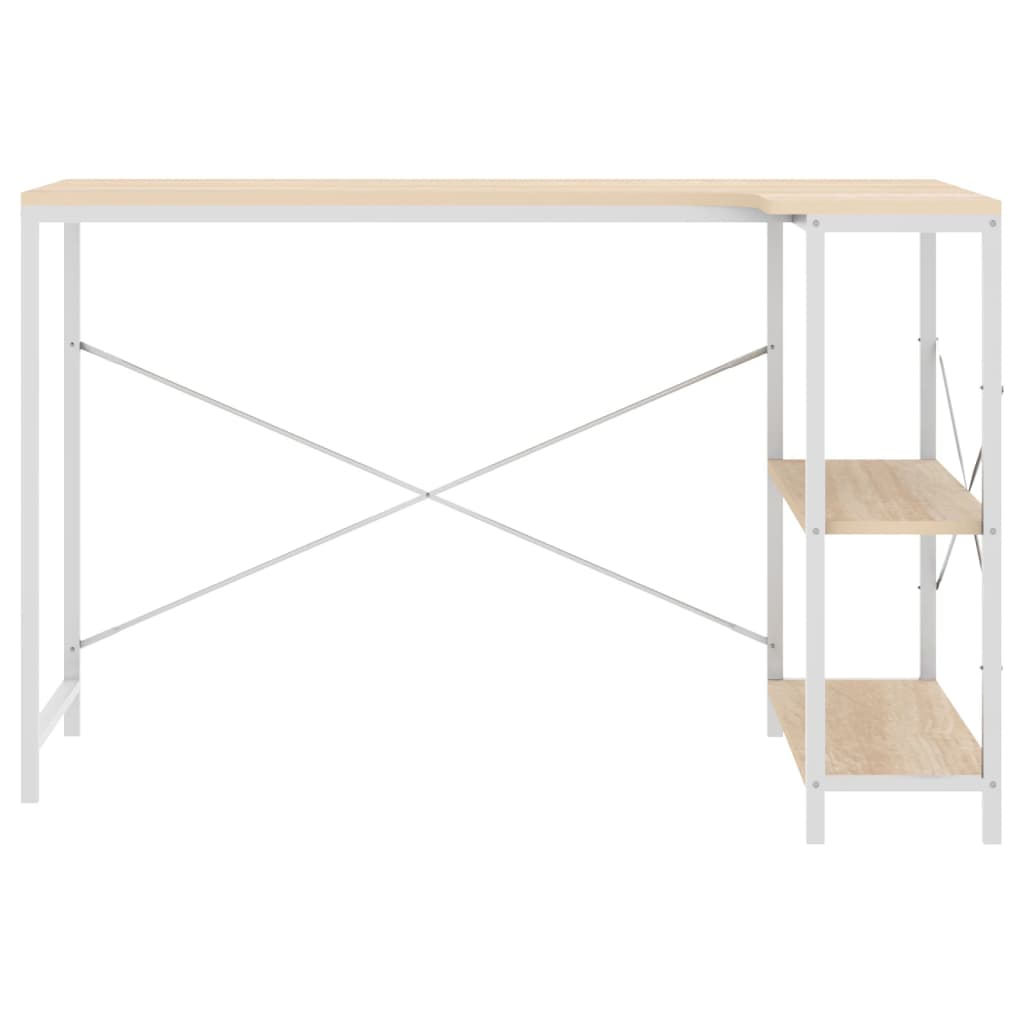 vidaXL Computertisch Weiß und Eiche-Optik 110x72x70 cm Holzwerkstoff