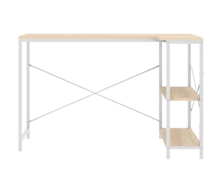 vidaXL Computertisch Weiß und Eiche-Optik 110x72x70 cm Holzwerkstoff