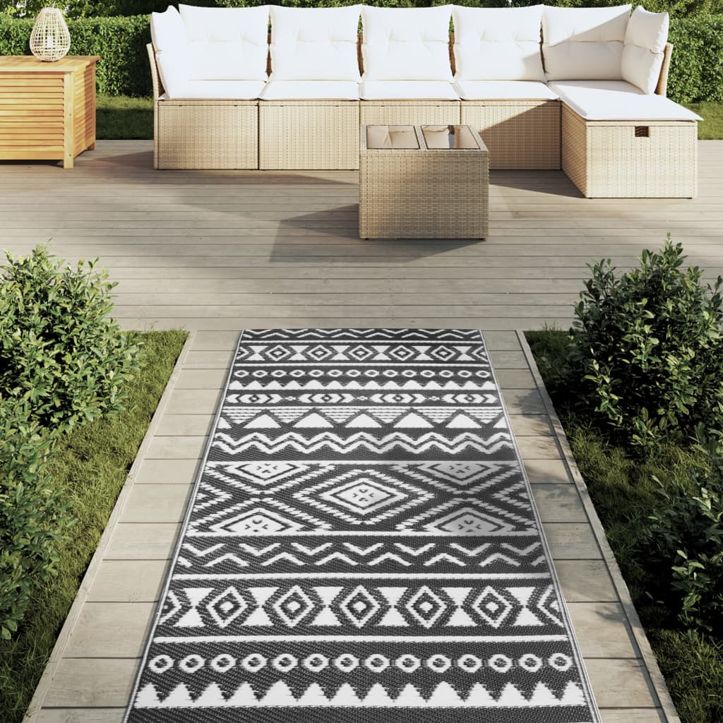 vidaXL Buitenkleed ARAKIL 80x250 cm polypropeen zwart afbeelding