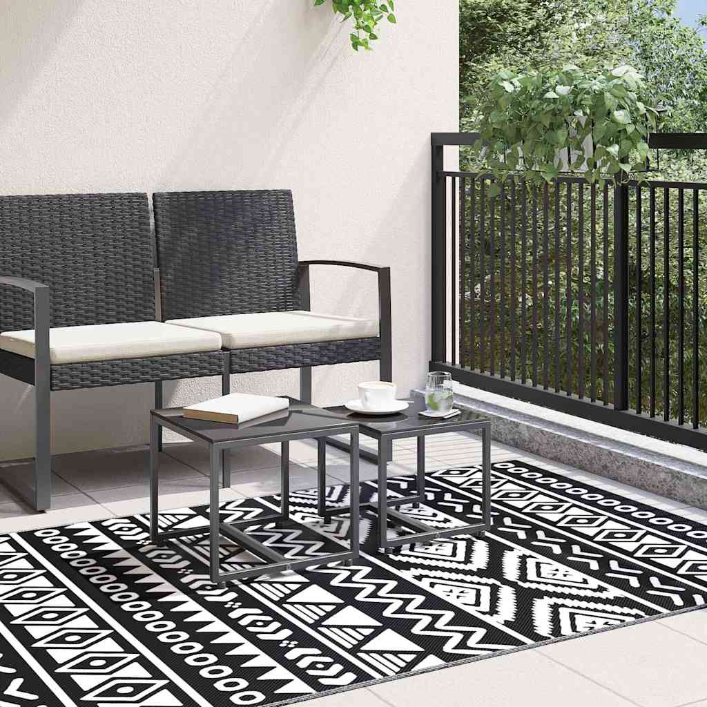 vidaXL Buitenkleed ARAKIL 120x180 cm polypropeen zwart afbeelding