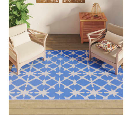 vidaXL āra paklājs, 140x200 cm, ARAKIL zils un balts PP