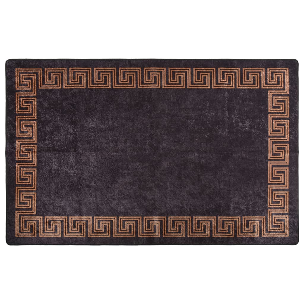 Teppich Waschbar 80×150 cm Schwarz und Golden Rutschfest