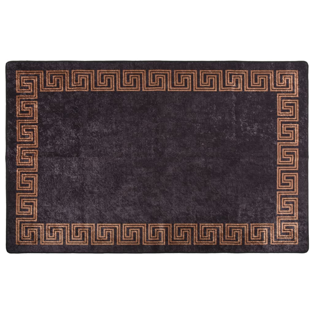 vidaXL Tapis lavable antidérapant 80x150 cm Noir et doré