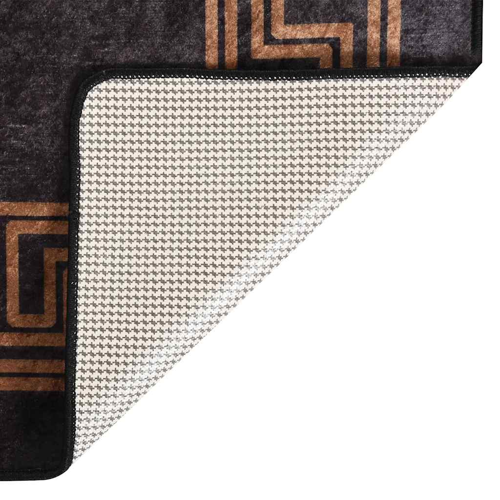 Thumbnail - vidaXL Teppich Waschbar 80x300 cm Schwarz und Golden Rutschfest