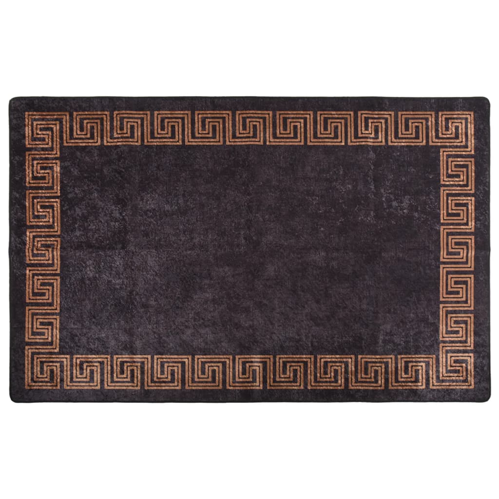 vidaXL gulvtæppe 160x230 cm skridsikkert og vaskbart sort og guld