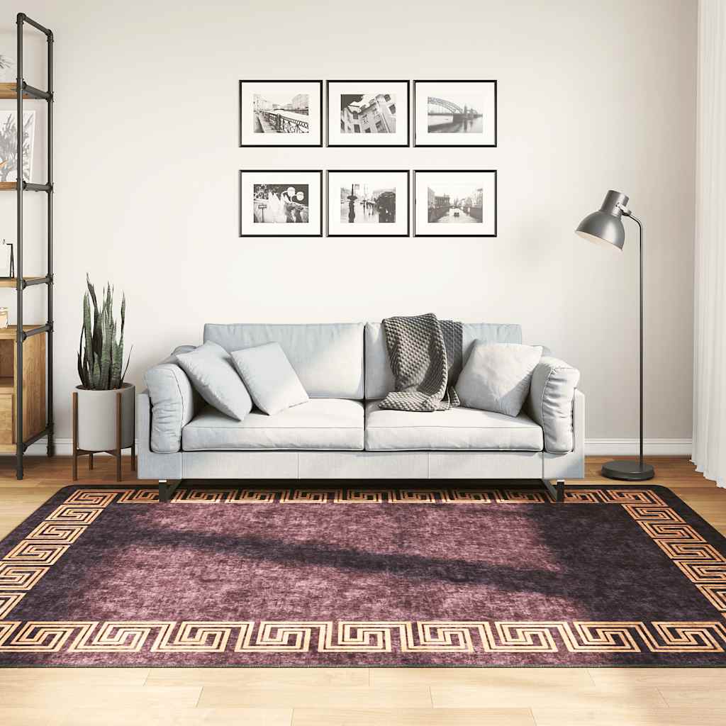 vidaXL Teppich Waschbar Schwarz und Golden 160x230 cm Rutschfest