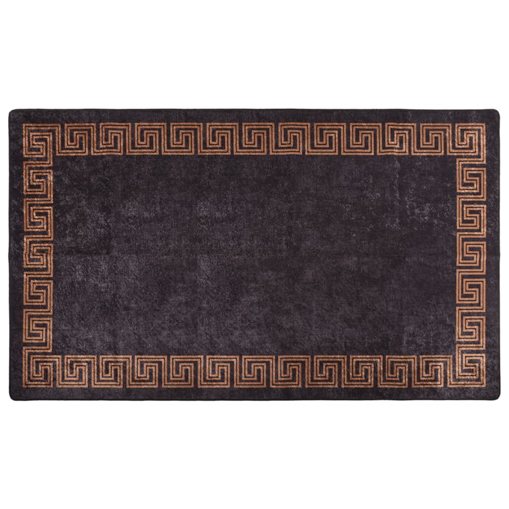 vidaXL gulvtæppe 190x300 cm skridsikkert og vaskbart sort og guld