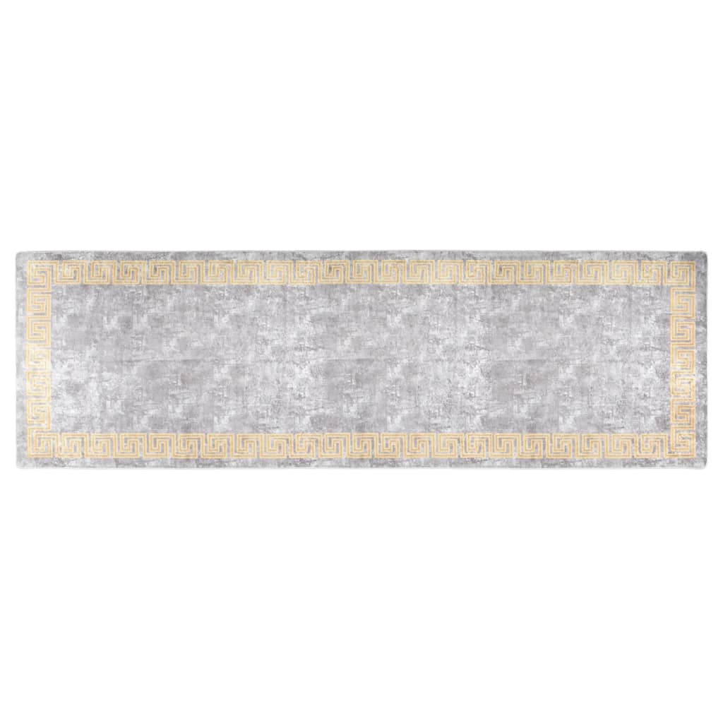 Teppich Waschbar 80×300 cm Grau Rutschfest