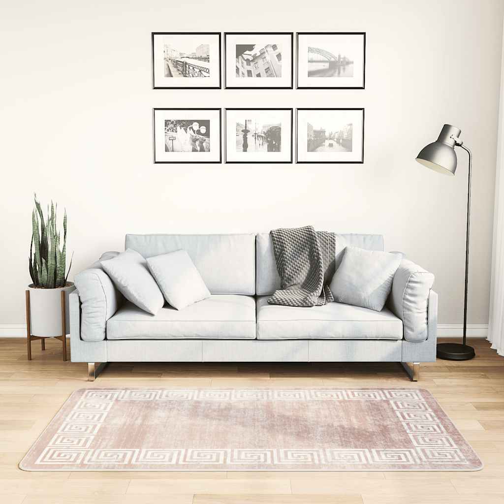 Vloerkleed wasbaar anti-slip 80×150 cm beige