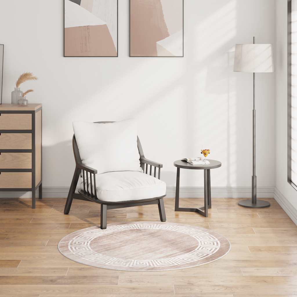 vidaXL Covor lavabil, bej, 120 cm, antiderapant