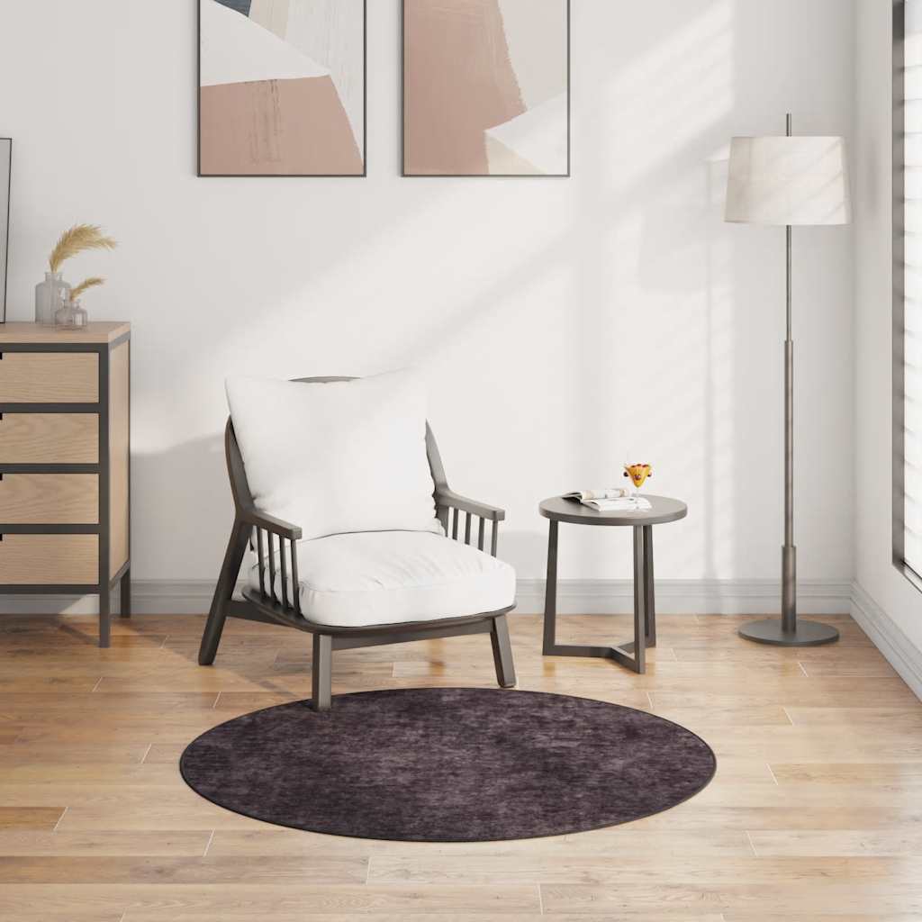 vidaXL Covor lavabil, antracit, φ120 cm , antiderapant