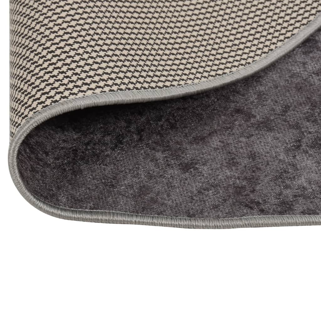 

vidaXL Vloerkleed wasbaar anti-slip ø120 cm grijs