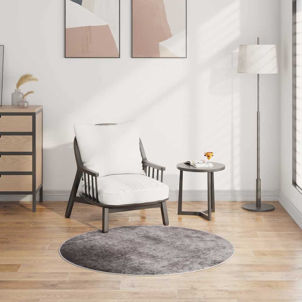 vidaXL Covor lavabil, gri, φ120 cm , antiderapant