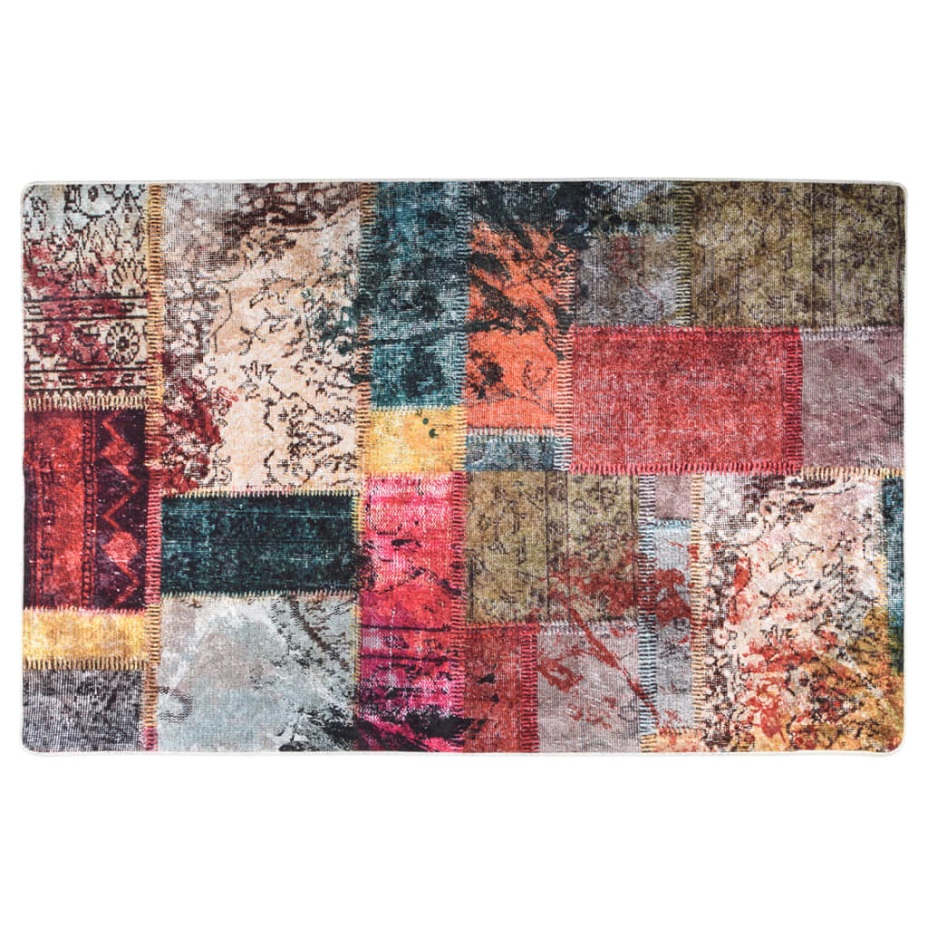 vidaXL Teppich Waschbar Patchwork 80x150 cm Mehrfarbig Rutschfest