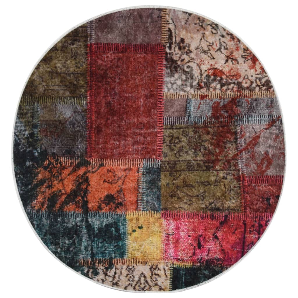 vidaXL Covor lavabil, mozaic multicolor, φ120 cm, antiderapant