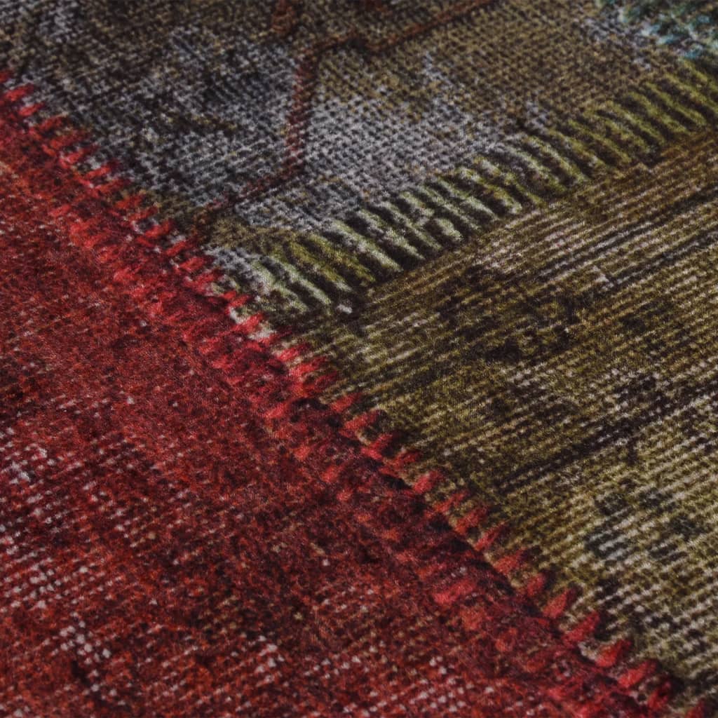 vidaXL Vloerkleed wasbaar anti-slip patchwork ø120 cm meerkleurig afbeelding