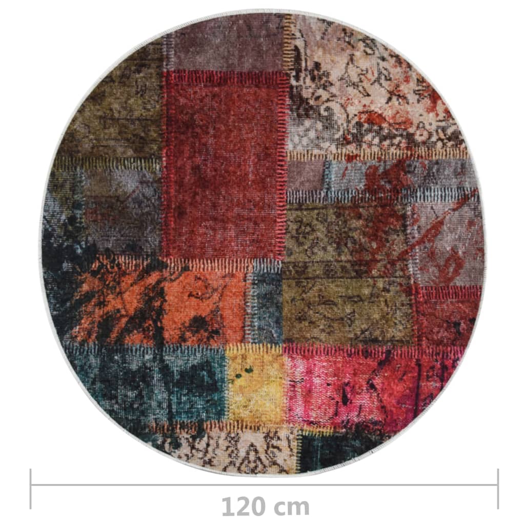  Prateľný koberec patchwork φ120 cm viacfarebný protišmykový