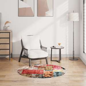Koberec pratelný patchwork ⌀ 120 cm vícebarevný - obrázek 1