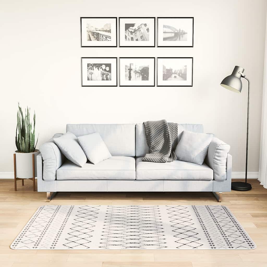 Vloerkleed wasbaar anti-slip 80×150 cm zwart en wit