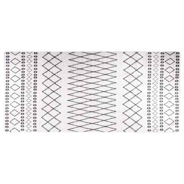vidaXL vaip, pestav, 80 x 300 cm, valge ja must
