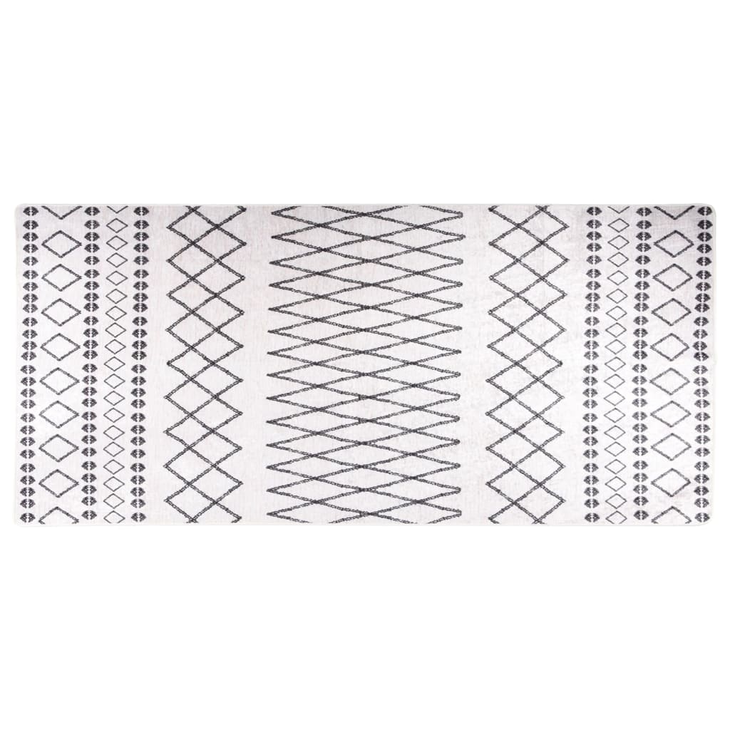 Tapis lavable antidérapant 80x300 cm Noir et blanc