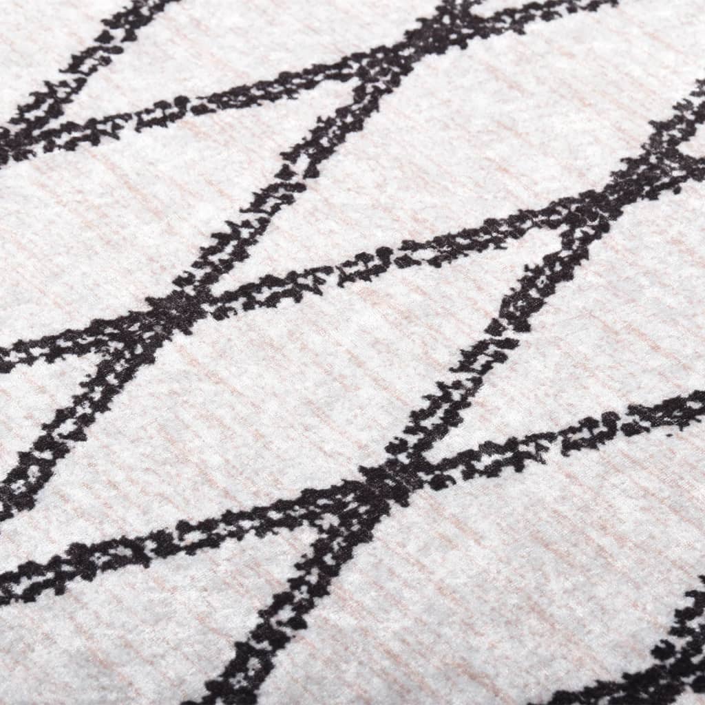 

vidaXL Vloerkleed wasbaar anti-slip 80x300 cm zwart en wit