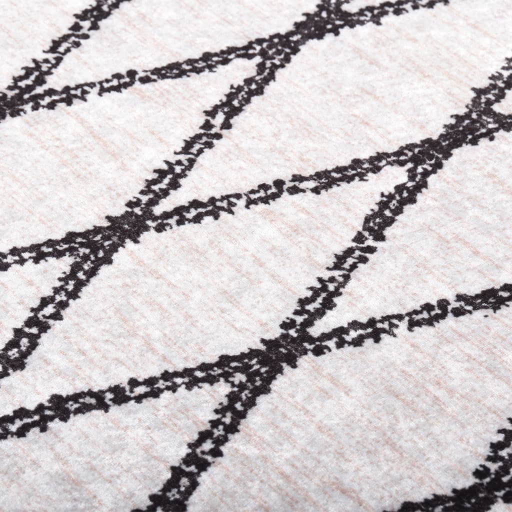 Teppich Waschbar 160x230 cm Schwarz und Weiß Rutschfest | Stepinfit.de