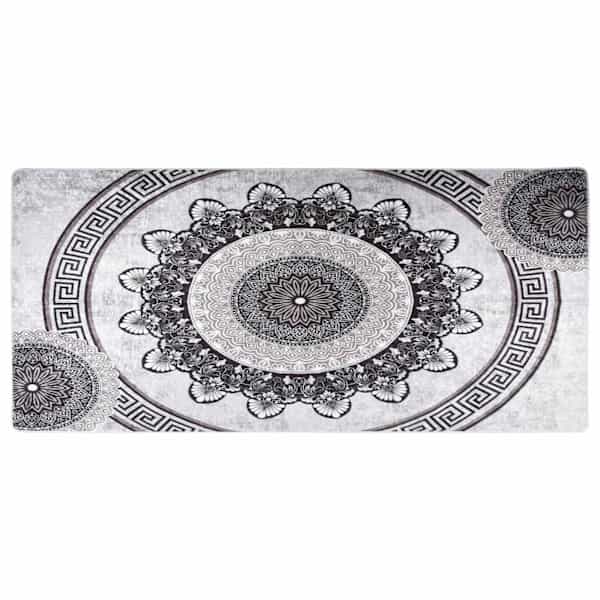 vidaXL vaip, pestav, 80 x 300, must ja hall