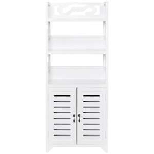 vidaXL Ντουλάπι Βιτρίνα Λευκό 46 x 24 x 140 εκ. Μασίφ Ξύλο Παυλώνιας