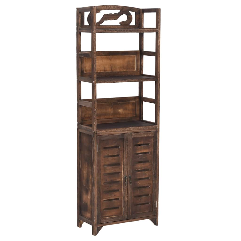 Vitrine Marron Foncé 46x24x140 cm Bois Massif de Paulownia Etagère