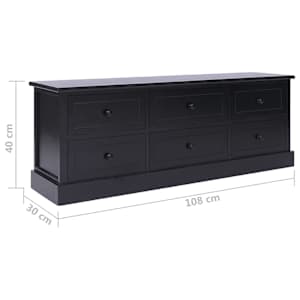 TV stolek černý 108 x 30 x 40 cm masivní dřevo pavlovnie - obrázek 7