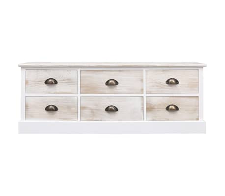 vidaXL TV-Schrank Weiß & Hellbraun 108x30x40 cm Massivholz Paulownia