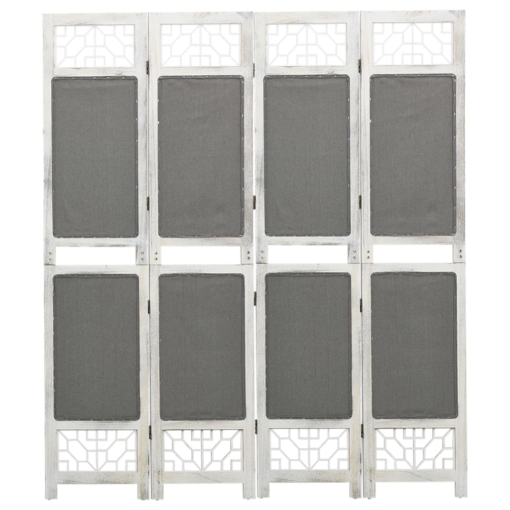 338555 vidaXL 4-Panel Room Divider Grey 140×165 cm Fabric vidaXL