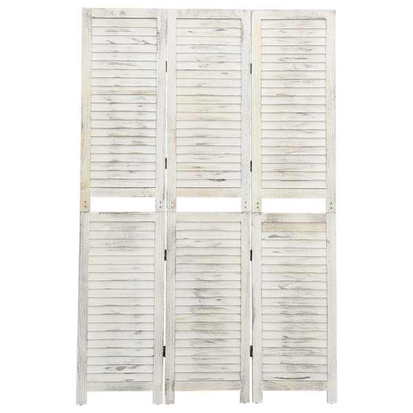 vidaXL 3 paneeliga sirm, antiikvalge, 105 x 165, puit