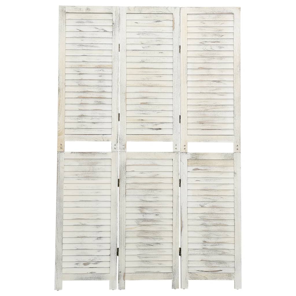 vidaXL Paravan de cameră cu 3 panouri alb antichizat, 105×165 cm, lemn vidaXL