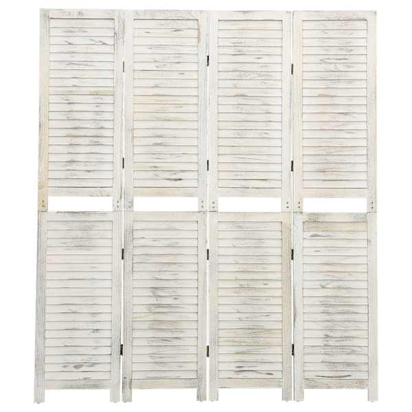 vidaXL 4 paneeliga sirm, antiikvalge, 140 x 165, puit