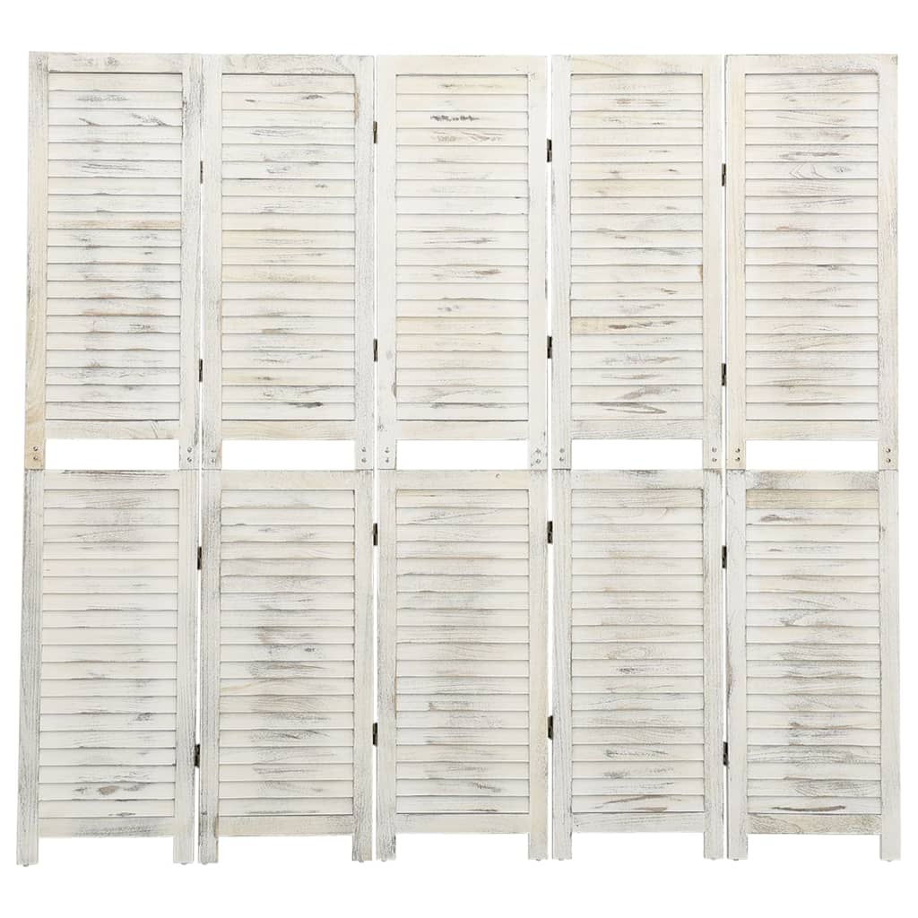 vidaXL Cloison de séparation 5 panneaux Blanc antique 178,5x166cm Bois