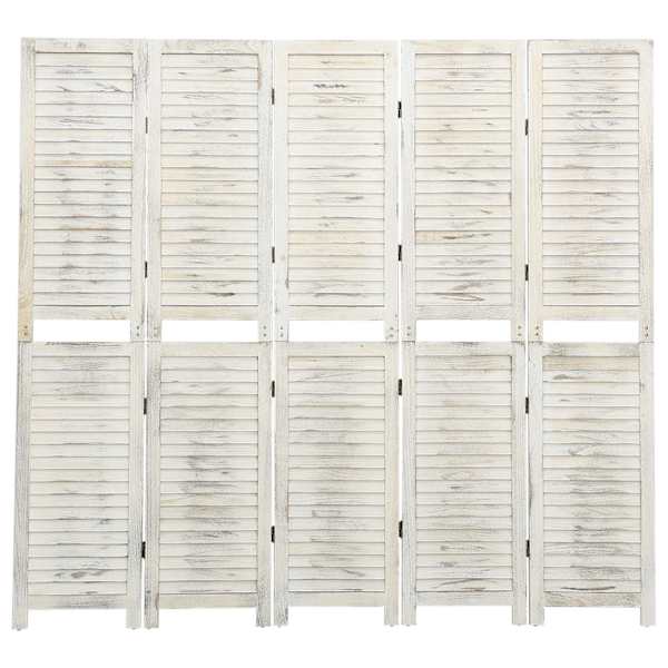 vidaXL 5 paneeliga sirm, antiikvalge, 178,5 x 166 cm, toekas puit
