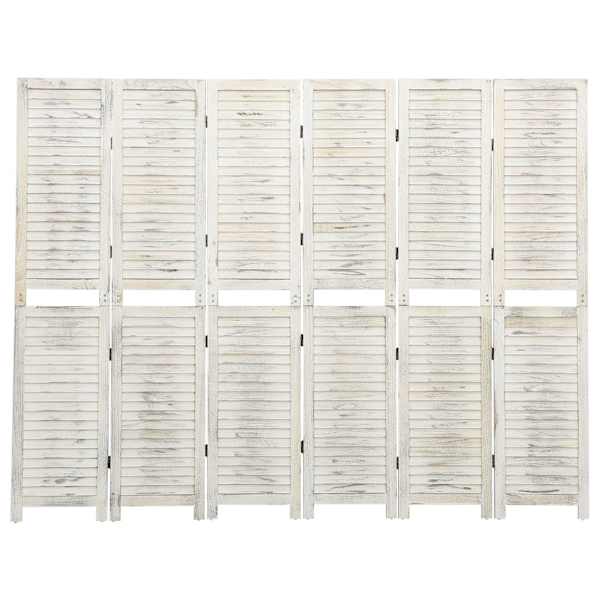 vidaXL 6 paneeliga sirm, antiikvalge, 215 x 166 cm, toekas puit