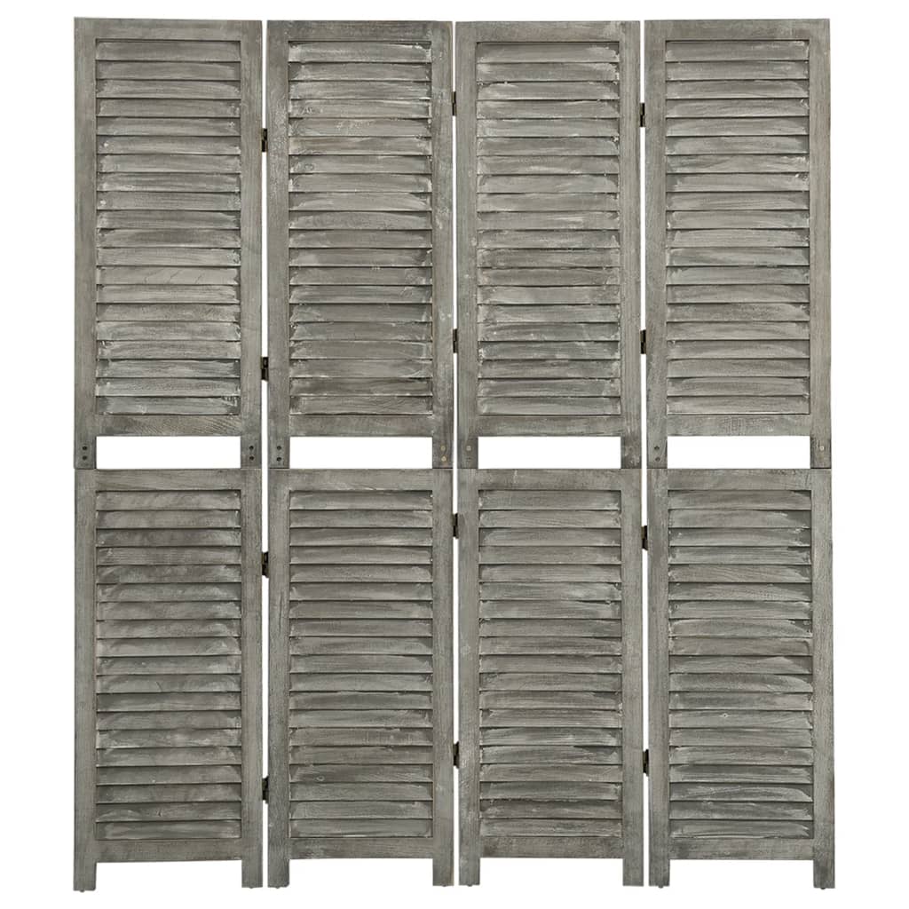 vidaXL Cloison de séparation 4 panneaux Gris 143x166 cm Bois solide